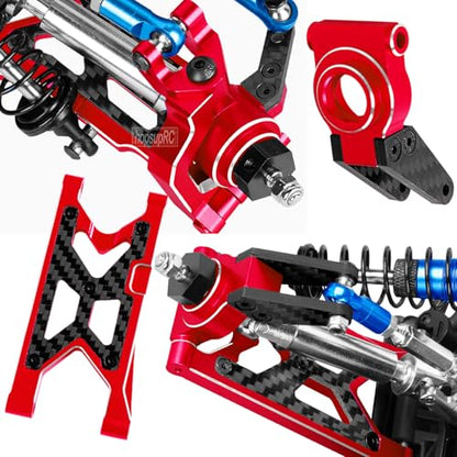 Upgrade Parts for 1/10 Granite/Senton 3S BLX Mega 550,Shocks&Gearbox&Arms&Caster Blocks hubs&25T Servo Saver&Steering Bellcranks&CVD&Support&Transmission&Center Driveshafts&Links,Red - color: Red(for 1/10 arrma)