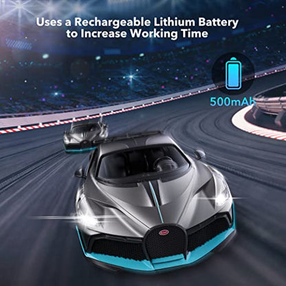 MIEBELY Remote Control Car, Bugatti Divo 1/16 Scale Rc Cars 12Km/h, 2.4Ghz Licensed Model Car 7.4V 500mAh Toy Car Headlight for Adults Boys Girls Age 6-12 Years Birthday Ideas Gift | Official licensed;anti-interference control;LED lights & 500mAh lithium;