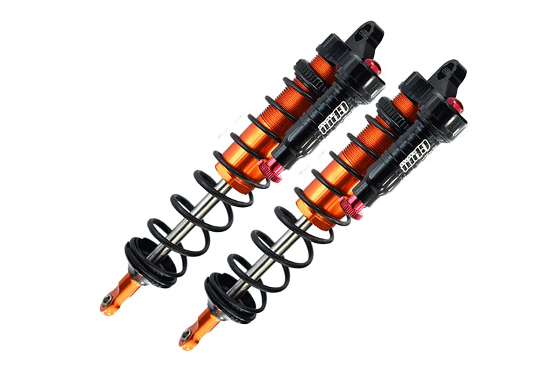 GPM Aluminum 6061-T6 Rear L-Shape Piggy Back (Built-in Piston Spring) Adjustable Spring Dampers 143Mm - 2Pc Set for TRAXXAS 1/8 4Wd Sledge Monster Truck-95076-4 (Orange) - color: Orange