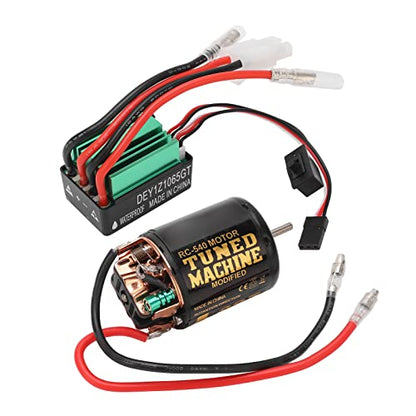 Alomejor Brushed Motor ESC Combo, High Torque 80T 540 Size Motor Green Electronic Speed Controller for RC Hobbyists Off Road Crawling