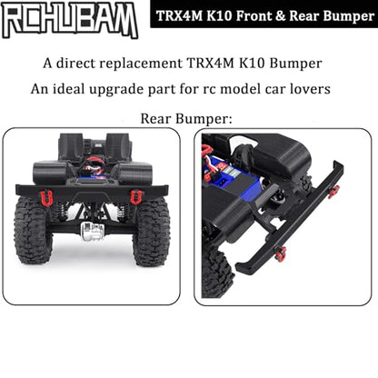 RCHUBAM Rear Bumper with Trailer Hitch Hooks for 1/18 TRX4M K10 | Aluminum Alloy RC Upgrade Parts - style: Rear Bumper