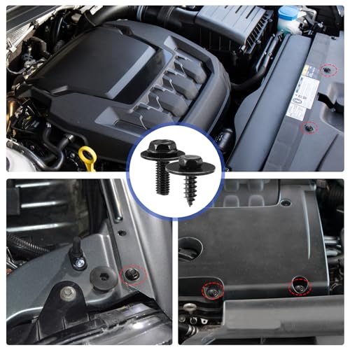 100PCS Car Screws and Bolts, Undertray Screws,Auto Body Fender Screws,Car Clips Plastic Rivet Fasteners - Universal U-Nuts Kit Engine Under Cover Splash Shield Guard Body Bolts