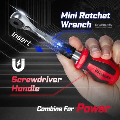 21 Pieces Tool Kit Include Mini Ratchet Wrench, S2 Steel Screwdriver Bit, Mini Screwdriver Handle, Magnetic Locking Bit Holde, Socket Wrench Nut Driver Set. Portable Hand Tools Set for Repair - style: RM021-US