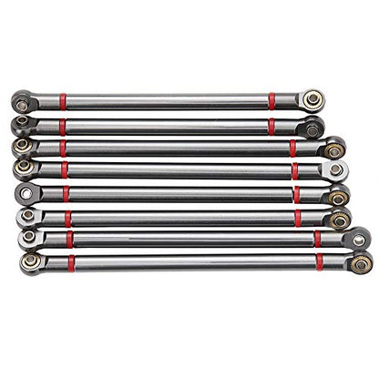 8Pcs Aluminum Alloy Chassis Link Rod for 1/10 Scale SCX10, 313mm Wheelbase, Remote Control Crawler Car, Superior Material Upgrade, Compatible with 4-Link Front and Rear Axle