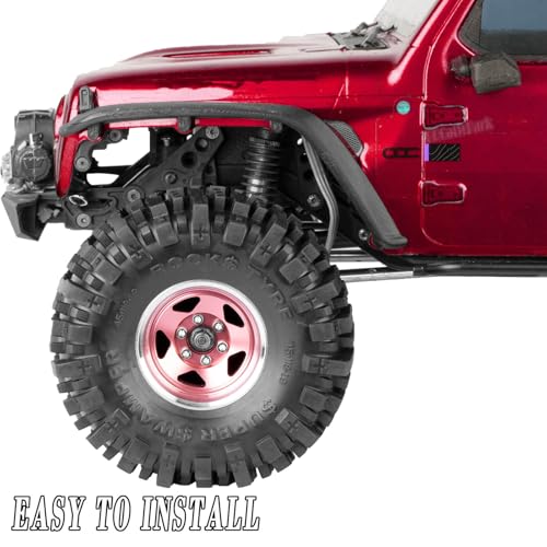 4PCS RC 1.9 in Wheel Tires for 1/10 TRX4 TRX6 SCX10 SCX10 II 90046 SCX10 III AXI03007 Gen7/8 D90 VS4-10 RC Crawler Car,BRCatWPark Alloy 1.9 Beadlock Wheel and Rubber Tires w/Sponge,Pink - color: Pink - (Tires)