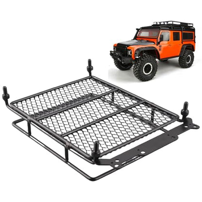 RC Roof Rack Luggage Metal RC Roof Rack with 4 LED Lights 156 X 110 X 40mm Luggage Carrier for Axial SCX10 1 10 Crawler Outdoor Trail Driving (4 White)