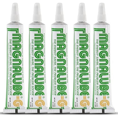 Magnalube-G All Purpose Grease – No Drips or Leaks – Waterproof High-Temp, Dielectric – PTFE Lubricant for Door Hinges, Tracks, 3D Printers, Marine, Reels, Bearings, Joints – 0.75oz Tube, 5-Pack - size: 5