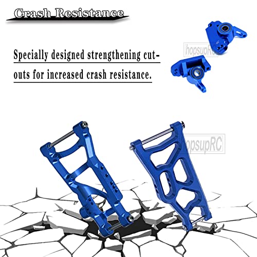 Front Rear Assembled Full Metal Shocks Upgrades Part for 1/10 Rustler/Stampede VXL 2WD,Alloy Suspension A Arm,Aluminum Caster Block & Steering Blocks & Rear Stub Axle Carriers,Blue - color: Red(Shock-arm-set3)
