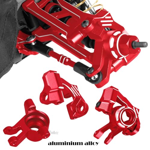 RC Aluminum Caster Block & Steering Blocks & Rear Stub Axle Carriers & Steering Bellcranks Upgrades Part for 1/16 Mini Maxx 4WD (Car Model:#107154-1#108046-1#108164-1#108076-1),Red - color: Red-(for 1/16）