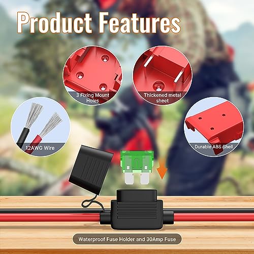 RVBOATPAT 2PCS Power Wheel Battery Adapter 18V Battery Adapter Converter Power Wheels Adapter Kit for RC Toys Robotics with12 AWG Wire Fuses and Connectors - color: MWK-W1-2PC