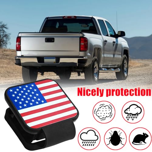 2" Trailer Hitch Cover, Silicone American Flag Square Hitch Cap Tube Plug Insert for 2" Receivers, USA Flag Trailer Exterior Tow Receiver Tube Plug Cap, Universal for Truck Sedan ATV - color: US Flag