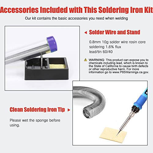 LDK 80W Soldering Iron Kit, LCD Digital Soldering Welding Tool | with Ceramic Heater Stable Temperature for DIY and Professional Use - color: Digital 80w Blue