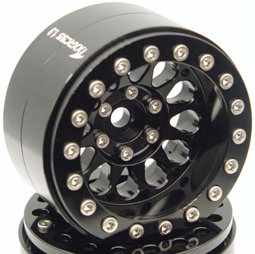 RC 1.9 Inch Beadlock Wheels Negative Offsets 8mm Rims Hex 12mm Aluminum Wheel for TRX4 TRX6 SCX10 Gen8 1/10 RC Crawler Remote Control Car Upgrades Accessories 4PCS (Black)) - color: Black)