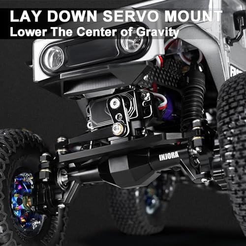 INJORA +5mm Diamond Portal Axle with Lay Down Servo Mount for TRX4M (Black) - color: Black