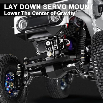 INJORA +5mm Diamond Portal Axle with Lay Down Servo Mount for TRX4M (Black) - color: Black