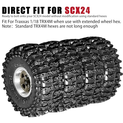 1.0 Beadlock Wheels and Tires Set 4PCS, All Terrain Soft Tires with CNC Aluminum Beadlock Wheels, Compatible with Traxxas TRX4M, Axial SCX24, FMS FCX24 FCX18, AX24, 1/18 1/24 RC Crawlers - color: Bronze