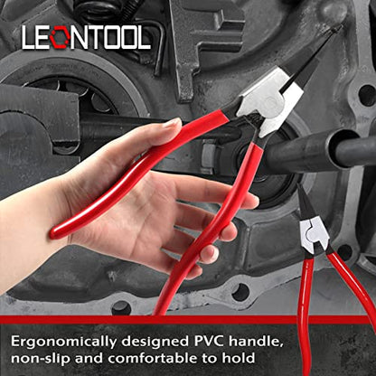 2 Pcs Heavy Duty Lock Ring Pliers Set, Angle Tip | Flat Snap Ring Plier, Special Circlip Pliers, Reverse Retaining Ring Plier, Cr-V Steel, for Transmission Transfer Cases - size: 8" & 11"