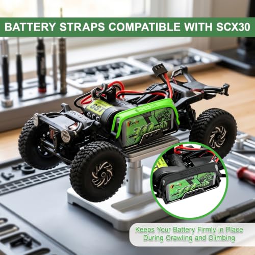 2PCS 7.4V Lipo Battery 2S 360mAh PH2.0 Plug Rechargeable Lithium Battery with RC Battery Side Plate and ESC Receiver Side Tray for RC Axial SCX30 Upgrade Crawler Car Trucks - color: 2pcs 360mAh, w/ battery & ESC trays