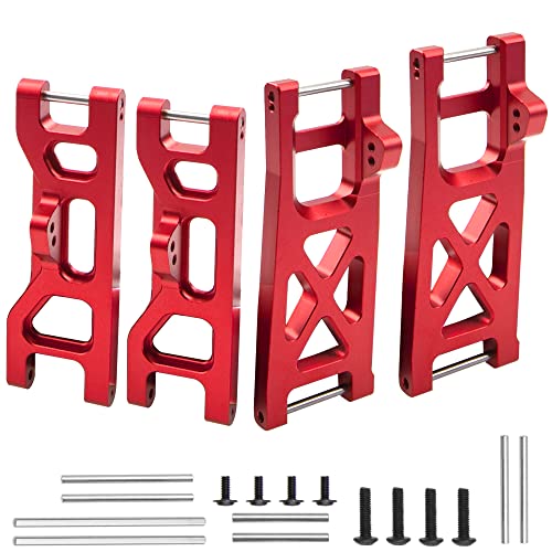 ShareGoo Aluminum Alloy Front & Rear Lower Suspension A-Arms Set Shock Tower Compatible with Horizon ECX 1/10 2WD Ruckus Axe Brutus Circuit AMP MT/DB Crush RC Car Buggy Tuck (Red)