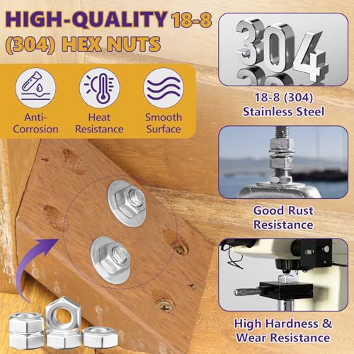 15Pcs SAE 3/8"-24 Hex Nut Set 304 Stainless Steel | UNF Thread, Rust Resistant, For Machinery, Automotive & DIY Projects, Storage Case Included - size: 15Pcs-3/8"- 24
