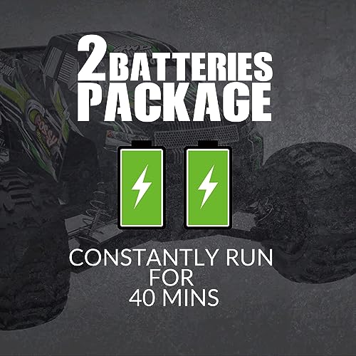 RACENT RC Truck 1:16 4x4 All Terrain RC Car 40KPH High Speed Remote Control Cars for Adults, Off-Road Monster Truck with 2.4Ghz Radio Control, 2 Batteries - color: Green