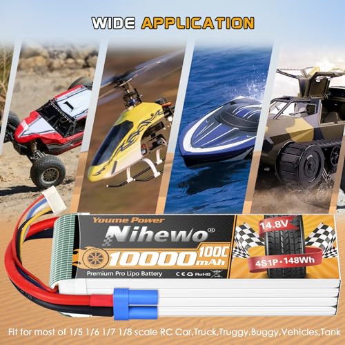4S Lipo Battery EC5 14.8V 10000mAh 100C Soft Case 2Packs for RC Car | 10000mah 14.8v lipo High discharge 100C for RC Racing Car/Truck Boat Airplane Drone.Lightweight Easy Connection Long Run Time - style: 2x 14.8V 10000mAh
