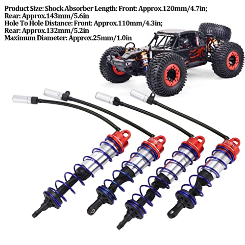 RC Shock Absorber Set Oil Adjustable Front Rear Damper High Performance Upgrade for 1/8 RC Car Crawler Truck Truggy Aluminum Alloy 4PCS (Red) - color: Red