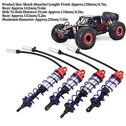 RC Shock Absorber Set Oil Adjustable Front Rear Damper High Performance Upgrade for 1/8 RC Car Crawler Truck Truggy Aluminum Alloy 4PCS (Red) - color: Red