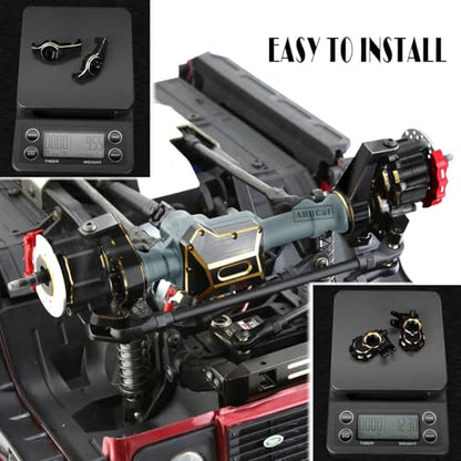 RC Upgrades Part for 1/10 TRX4,ARRCat Brass Front & Rear Portal Axles,Diff Covers,Axle Mount,Caster Blocks C Hub Carrier,Inner & Outer Portal Cover Housing,Hex Hub w/Red Diff Covers,Titanium - color: Titanium (1 Set)