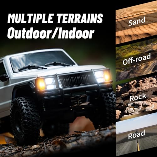 WPLDEWAN RC Rock Crawler RC Truck 4x4 1/18 Scale Remote Control Jeep RTR | All Terrain 370 Brushed Motor 2.4GHz Fully Proportional 3 Range Speed Light System Hobby Grade‌ Adult