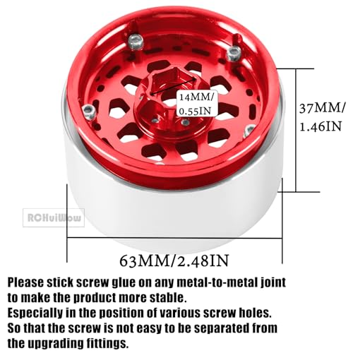 2.2" Beadlock RC Wheels for 1/10 RC Crawler SCX10 Capra,AMG 6x6,TRX4,Red cat Gen8 Everest Gen7 Pro,Alloy Aluminium rc Wheels 2.2 Beadlock Wheel 2.2 rc Rims,4pcs,Red - color: Red(4pcs)