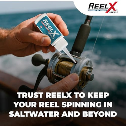 ReelX Fishing Reel Grease, Marine-Grade Anti-Rust Lubricant for Bearings, Spinning, Baitcasting, Spincast, Fly, Trolling & Electric Reels, Corrosion Prevention & Control, 1 oz with Applicator Tip | Marine-Grade, For Bearings, Spinning, Baitcasting, Spinca