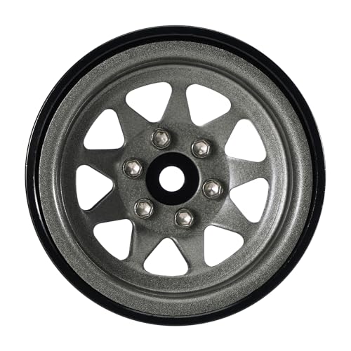 INJORA -4.05mm Offset Steel 1.3" Wheels for 1/24 1/18 RC (Titanium Grey) - color: Titanium Grey