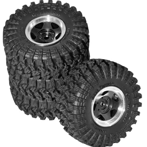 1.3” Beadlock Wheel Tires Set 70 * 26mm Aluminum Wheel Rims Super Large Soft Mud Terrain Off-Road Tires for 1/18 1/24 RC Crawler Car SCX24 Axial AX24 FMS FCX24 TRX4M Upgrade RC Car（4 Pcs） Black - color: Black