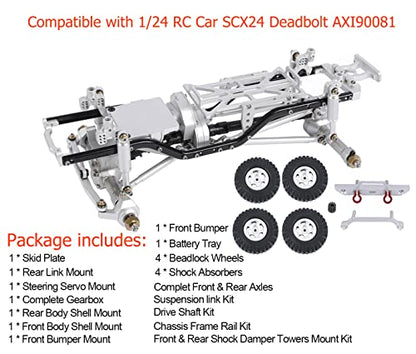 Metal Chassis Frame Assembled Kit for Axial SCX24 Deadbolt AXI90081 1/24 RC Crawler Car Upgrades (Silver) - color: Silver