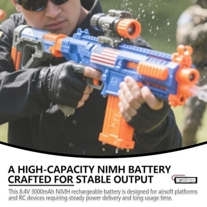 (2-Pack) 8.4V 3000mAh Ni-MH Battery for M16, SR16, AK, MP5 Airsoft | Fits M16A1, Knights SR16, MP5 SD5, MK5A4, G3 SD1, M16VN, CA G3 SG1 and G3 A3; standard Tamiya connector and charger included. - color: (2-Pack) 8.4V 3000mAh TAMIYA