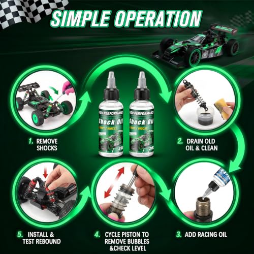 2 Bottles Racing Silicone Shock Oil 70WT 910CST | RC Car Shock Oil for Lubricating R/C Radio Controlled Cars and All Types of Vehicles, RC Shock Oil, Does Not Evaporate