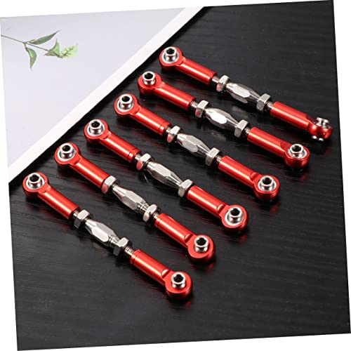 Alasum 6pcs Adjustable Aluminum Rod Linkage Steering Rods for Rc Redcat Hsp Racing Hpi Truck Buggy Upgrade Parts Red Easy to Install