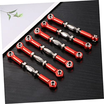 Alasum 6pcs Adjustable Aluminum Rod Linkage Steering Rods for Rc Redcat Hsp Racing Hpi Truck Buggy Upgrade Parts Red Easy to Install