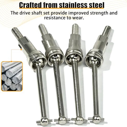 Hardened Steel CVD Drive Shafts Set with Adapters, Nuts, Center Drive Cups, Front Rear Dogbone Driveshaft Axles Upgrades Part for 1/16 Mojave Grom ARA2304, ARA2304S, ARA2104 (Silver,Red) - color: Silver-red