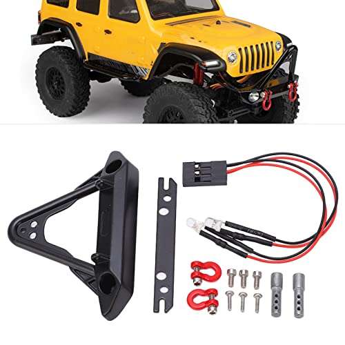 RC Front Bumper 1/24 Metal Bumper with Lights and Mounting SCX24 Accessories Replacement for Axial SCX24 1:24
