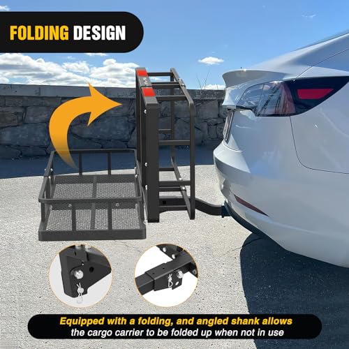 Nilight 60" x 20" x 7.87" Hitch Cargo Carrier | Fits 2-Inch Receiver 500lbs Heavy Duty Capacity Luggage Basket Includes 5/8" Pin Clip, Fold-Up Design for SUV and Pickup Camping Traveling - style: 20"x 60"x 7.87" Hitch Basket