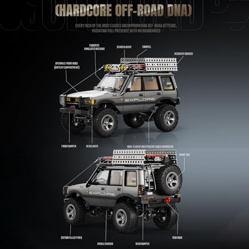 JXC LR1801 RC Crawler, 1/18 Scale 4WD Off Road RC Crawler with 3-Speed Mechanical Transmission with Reverse Rotation, Full-Proportional 2.4GHz, 40 Mins, LED Lights, RTR Rock Crawler (Blue)