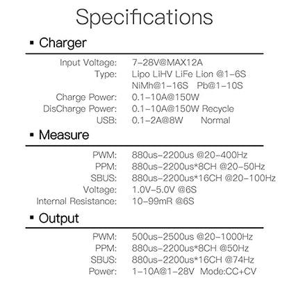 Lipo Battery Charger 150W/10A for 1-6S LiPo/LiHv/Lion/Life | Smart Hobby Charger 1-16S NiMH,1-12S Pb Batteries RC Discharge Balance Charger with Tamiya/JST/EC3 Connectors Cable