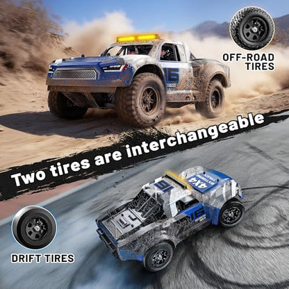 1:16 Scale RC Monster Truck, 2.4GHz Remote Control Fast RC Car 36km/h 4WD Off-Road Water-Resistant Electric Powered Vehicle with Dual Batteries, Drift & Off-Road Tires, Metal Drivetrain and LED Lights