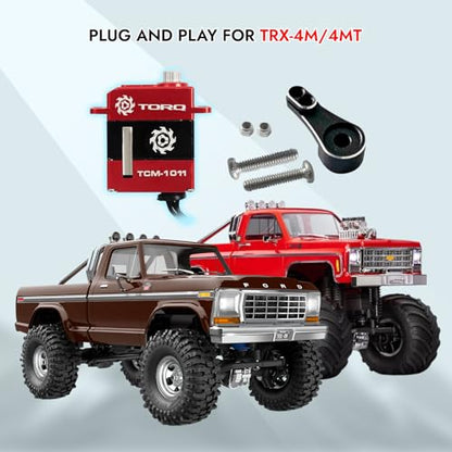 Helidirect TORQ Full CNC Case Metal Gear Coreless Servo for TRX4M 1/18 RC Crawler Upgrades Parts - Remote Control Car, RC Crawler Car Electronics (TCM-1011 for TRX4M/TRX4MT with Servo Horn)