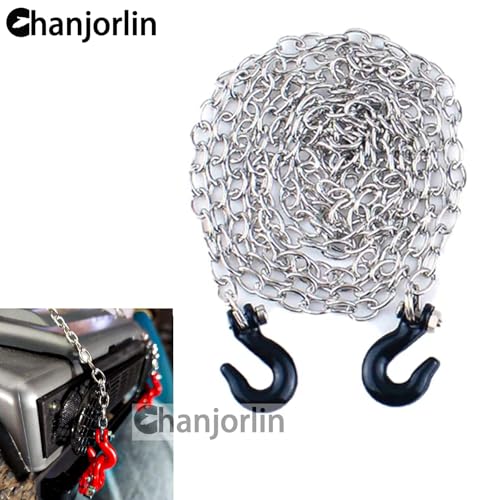 1/10 RC Crawler Car Mini Simulation Metal Trailer Chain with Tow Hook Accessories for 1:10 Scale Rock Crawler Truck Car Traxxas TRX4 SCX10 RXB10 Redat Axial RC4WD Tamiya TF2 Gen8 (Black) - color: Black