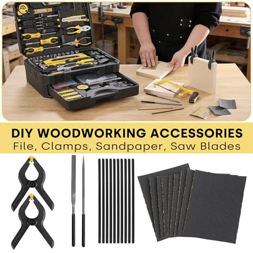 Enventor 419 PCS Home Tool Kit for DIY Repair, Home Maintenance with Drawer | General Home Auto Repair Tool Set Toolbox 3-Layer Organized Storage for Handyman, Homeowner