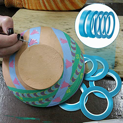 Xuniea 5 Rolls Fine Line Vinyl Tape, 1/16, 1/8, 1/4, 1/2, 3/4 Inch, Blue | Masking Tape Automotive Car Auto Paint for Curves, High Temperature Vinyl Low Tack - color: Blue, size: 1/16, 1/8,1/4, 1/2, 3/4 Inch