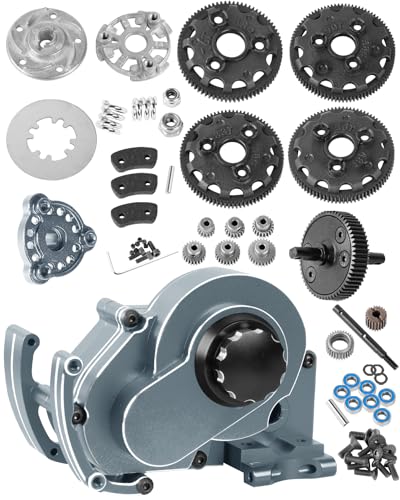 RC Transmission Complete Upgrades Part for 1/10 2WD Slash Rustler Stampede Bandit 2WD(VXL),Alloy Aluminum Gearbox,Replace #3695,Titanium - color: Titanium(1set)